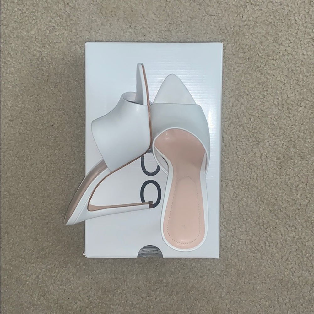 White Aldo mules